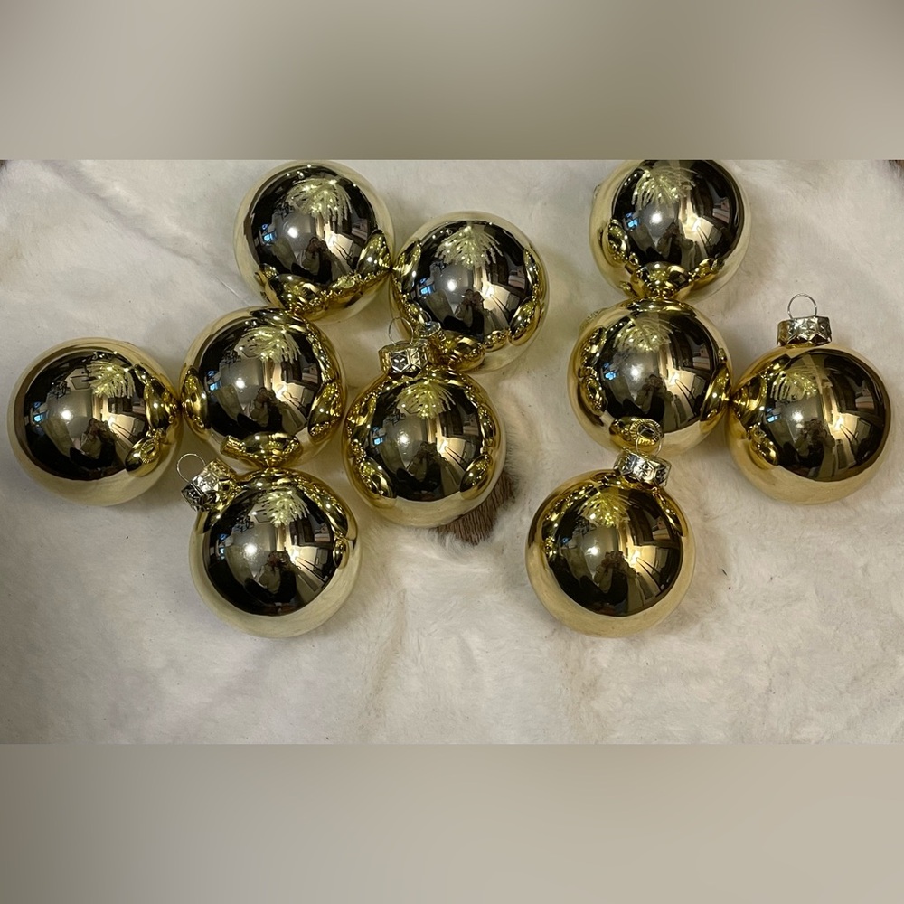 Christmas Ornament Gold Shiny Balls - 10Pcs